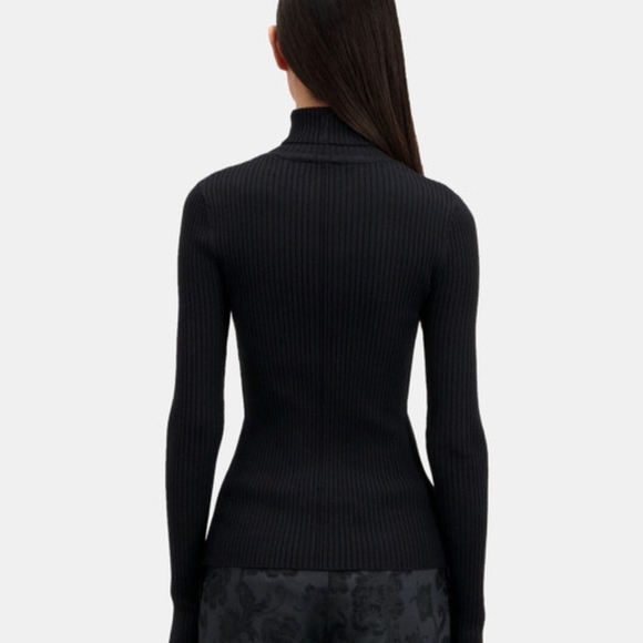 The Kooples Black Ribbed Turtleneck Sweater - Picture 12 of 13